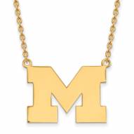 Michigan Wolverines Sterling Silver Gold Plated Large Pendant Necklace