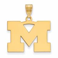 Michigan Wolverines Sterling Silver Gold Plated Medium Pendant
