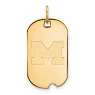 Michigan Wolverines Sterling Silver Gold Plated Small Dog Tag