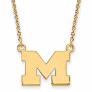 Michigan Wolverines Sterling Silver Gold Plated Small Pendant Necklace