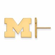Michigan Wolverines Sterling Silver Gold Plated Small Post Earrings