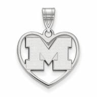 Michigan Wolverines Sterling Silver Heart Pendant