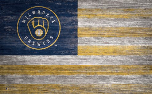 Milwaukee Brewers 11&quot; x 19&quot; Distressed Flag Sign