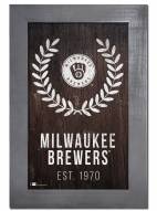 Milwaukee Brewers 11" x 19" Laurel Wreath Framed Sign