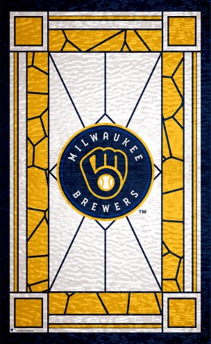 Milwaukee Brewers 11&quot; x 19&quot; Stained Glass Sign