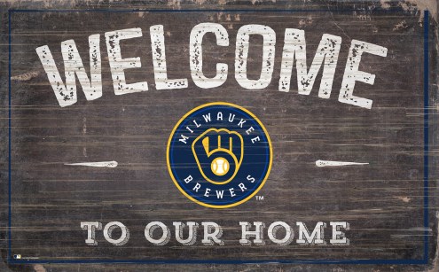 Milwaukee Brewers 11&quot; x 19&quot; Welcome to Our Home Sign