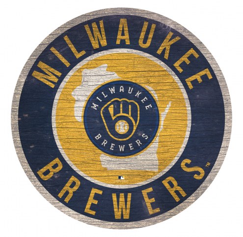 Milwaukee Brewers 12&quot; Circle with State Sign