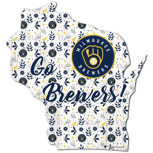 Milwaukee Brewers 12&quot; Floral State Sign