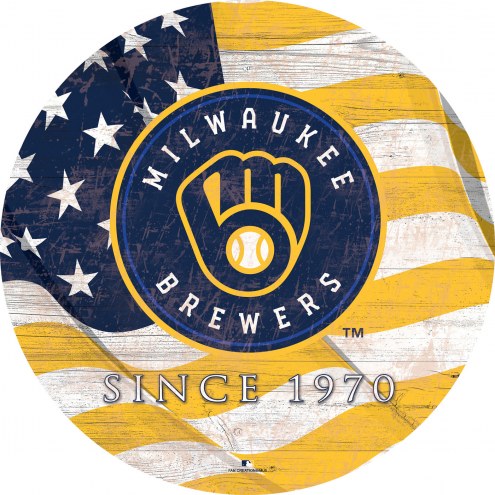 Milwaukee Brewers 12&quot; Team Color Flag Circle Sign