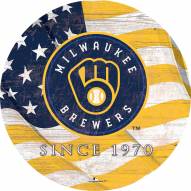 Milwaukee Brewers 12" Team Color Flag Circle Sign