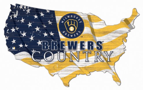 Milwaukee Brewers 15&quot; USA Flag Cutout Sign
