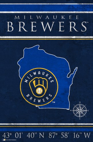Milwaukee Brewers 17&quot; x 26&quot; Coordinates Sign