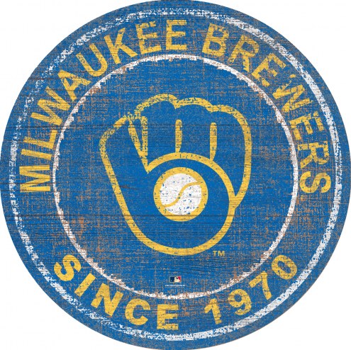 Milwaukee Brewers 24&quot; Heritage Logo Round Sign