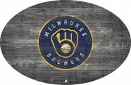 Milwaukee Brewers 46" Distressed Wood Oval Sign