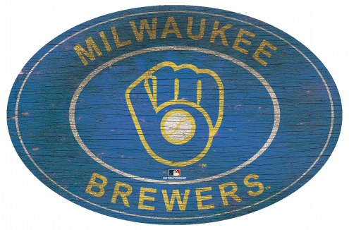 Milwaukee Brewers 46&quot; Heritage Logo Oval Sign