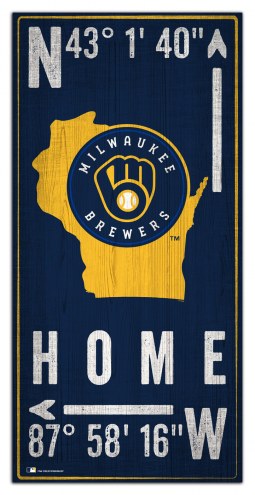 Milwaukee Brewers 6&quot; x 12&quot; Coordinates Sign