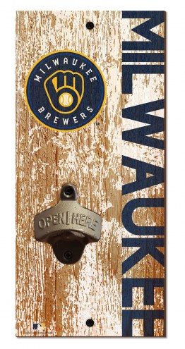 Milwaukee Brewers 6&quot; x 12&quot; Distressed Bottle Opener