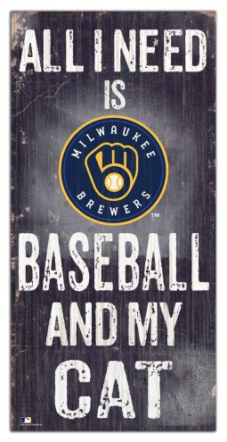 Milwaukee Brewers 6&quot; x 12&quot; Football & My Cat Sign