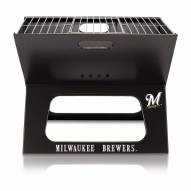 Milwaukee Brewers Black Portable Charcoal X-Grill