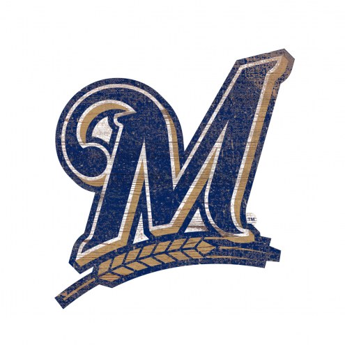 Milwaukee Brewers Distressed Logo Cutout Sign