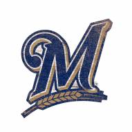 Milwaukee Brewers Distressed Logo Cutout Sign