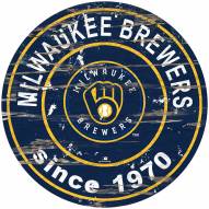 Milwaukee Brewers Distressed Round Sign