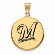 Milwaukee Brewers Sterling Silver Gold Plated Large Pendant