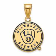 Milwaukee Brewers Sterling Silver Gold Plated Medium Pendant
