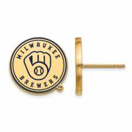 Milwaukee Brewers Sterling Silver Gold Plated Small Disc Earrings