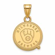 Milwaukee Brewers Logo Art Sterling Silver Gold Plated Small Pendant