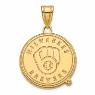 Milwaukee Brewers MLB Sterling Silver Gold Plated Large Pendant