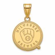 Milwaukee Brewers MLB Sterling Silver Gold Plated Medium Pendant