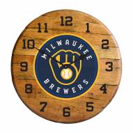 Milwaukee Brewers Oak Barrel Clock