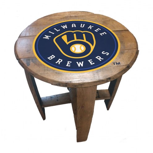 Milwaukee Brewers Oak Barrel Table
