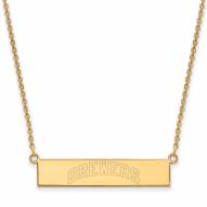 Milwaukee Brewers Sterling Silver Gold Plated Bar Necklace