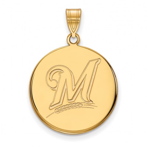 Milwaukee Brewers Sterling Silver Gold Plated Large Disc Pendant