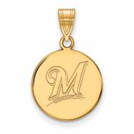 Milwaukee Brewers Sterling Silver Gold Plated Medium Disc Pendant