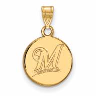 Milwaukee Brewers Sterling Silver Gold Plated Small Disc Pendant