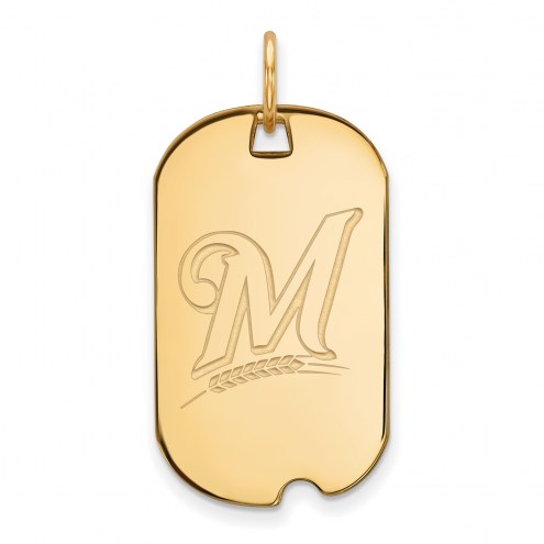 Milwaukee Brewers Sterling Silver Gold Plated Small Dog Tag