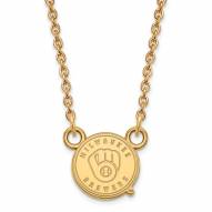 Milwaukee Brewers Sterling Silver Gold Plated Small Pendant Necklace