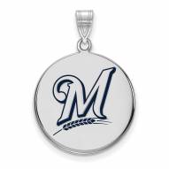 Milwaukee Brewers Sterling Silver Large Enamel Disc Pendant