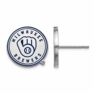 Milwaukee Brewers Sterling Silver Small Enameled Disc Earrings