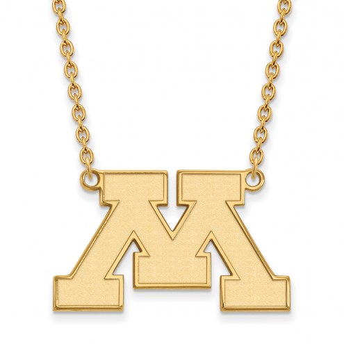 Minnesota Golden Gophers Sterling Silver Gold Plated Large Pendant Necklace