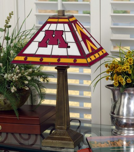 Minnesota Golden Gophers Stained Glass Mission Table Lamp
