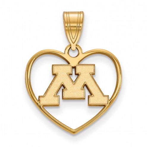 Minnesota Golden Gophers Sterling Silver Gold Plated Heart Pendant