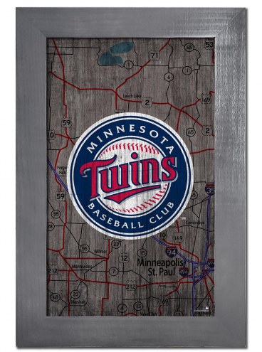 Minnesota Twins 11&quot; x 19&quot; City Map Framed Sign