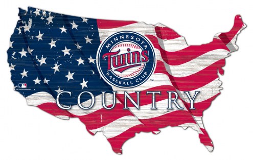 Minnesota Twins 15&quot; USA Flag Cutout Sign