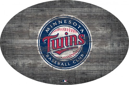 Minnesota Twins 46&quot; Distressed Wood Oval Sign