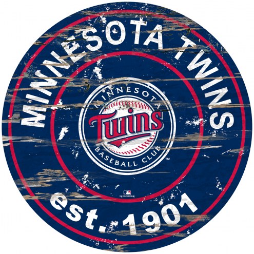 Minnesota Twins Distressed Round Sign