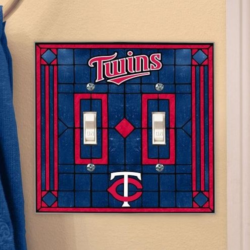 Minnesota Twins Glass Double Switch Plate Cover